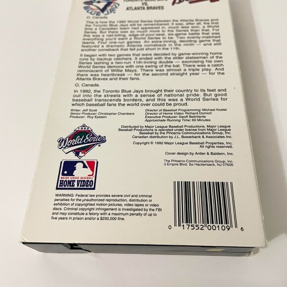 World Series 1992 Toronto Blue Jays Vs Atlanta Braves VHS Tape Baseball - Picture 6 of 16